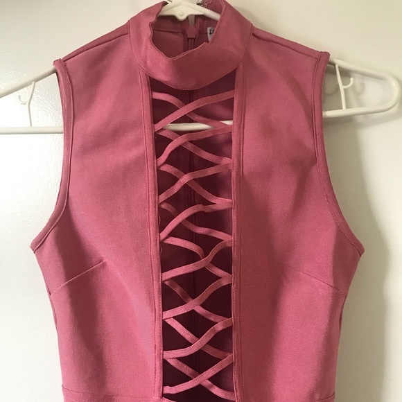 Pink Criss Cross Bandage Dress - Picture 5 of 5